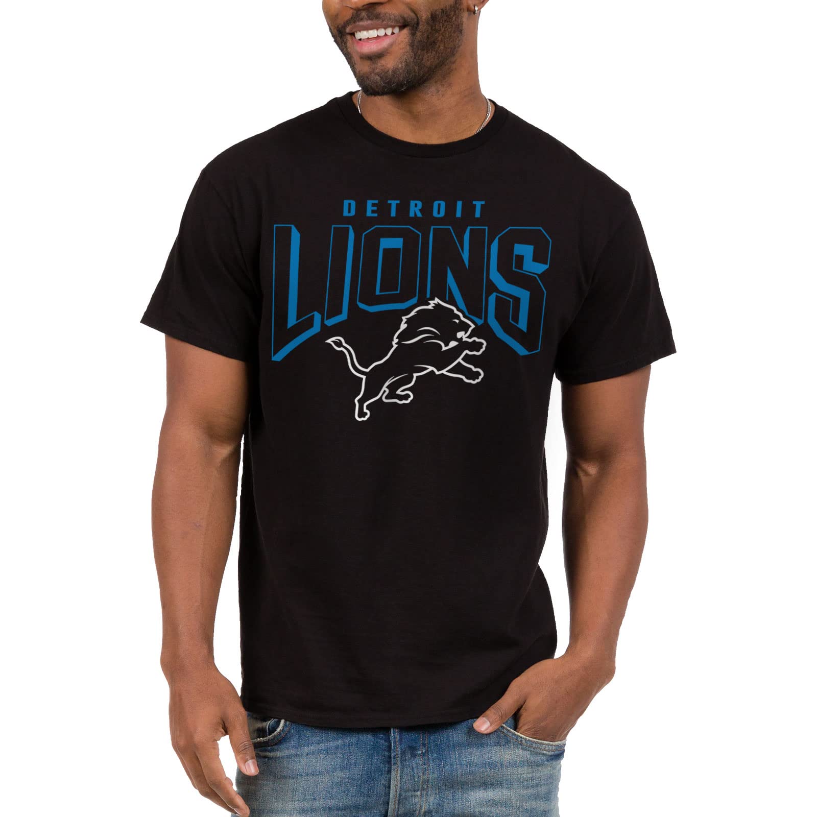 Detroit Lions Bold Logo Adult Short Sleeve Fan T-Shirt for Men and Women