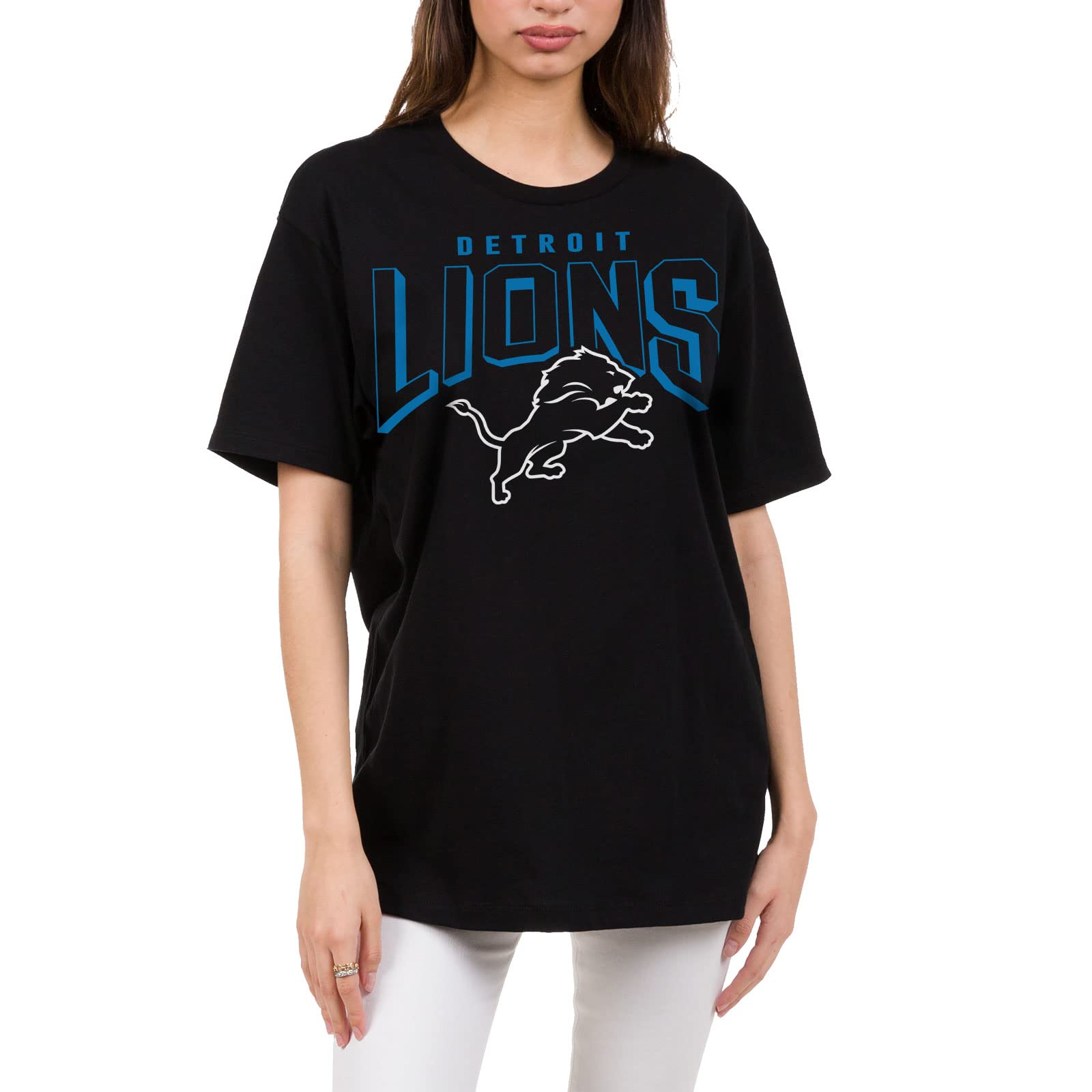 Detroit Lions Bold Logo Adult Short Sleeve Fan T-Shirt for Men and Women