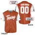 Texas Longhorns Custom Baseball Jersey to Personalize With Name and Number