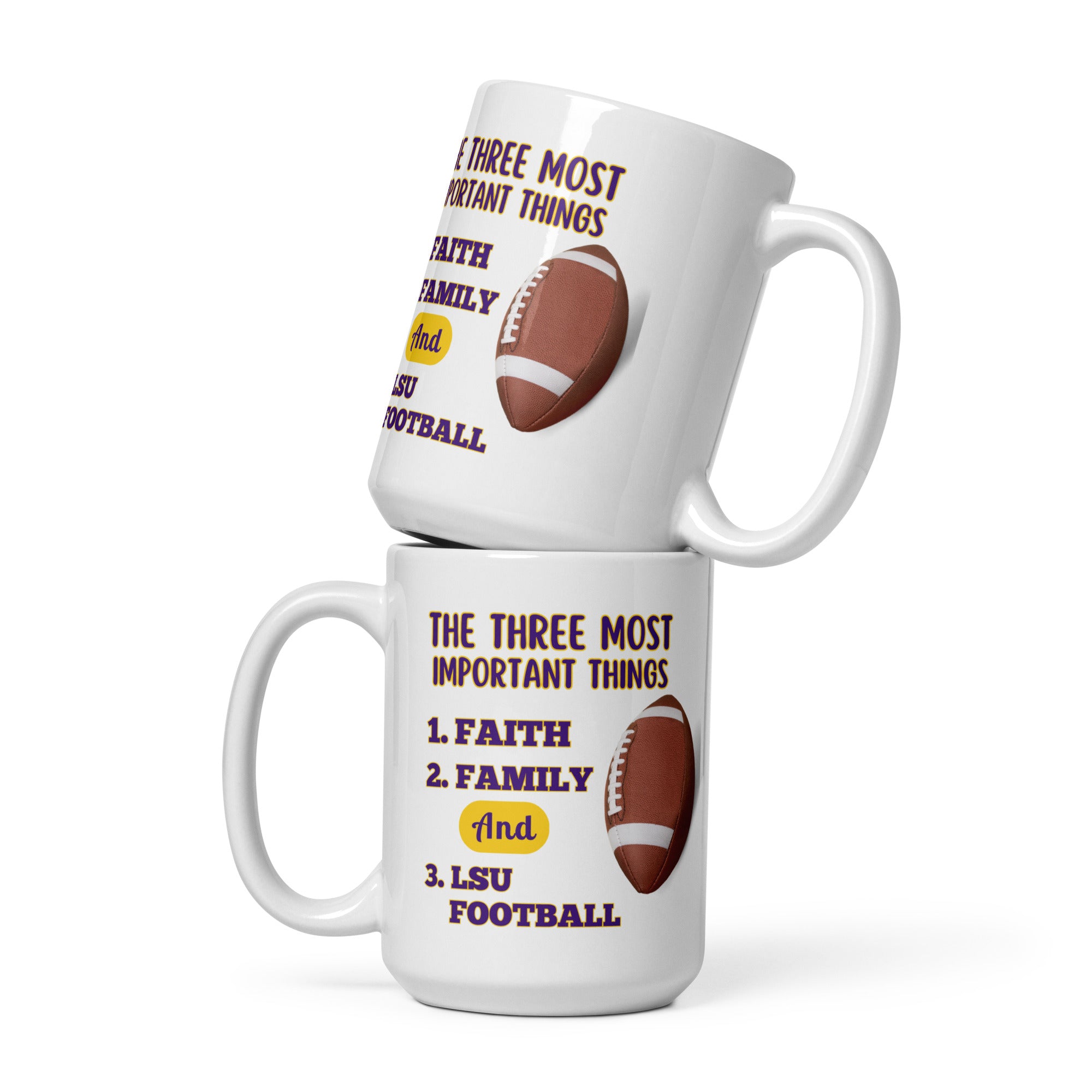 LSU Football Fan Three Most Important Things Mug