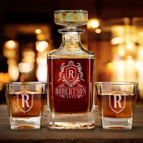 Personalized Whiskey Decanter Set With 5 Design Options