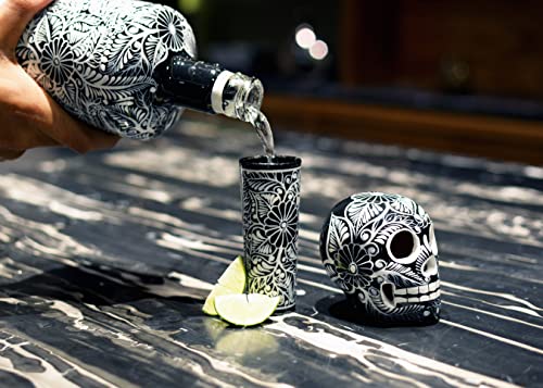 Tequila Decanter Set Hand Painted With Skull Decanter