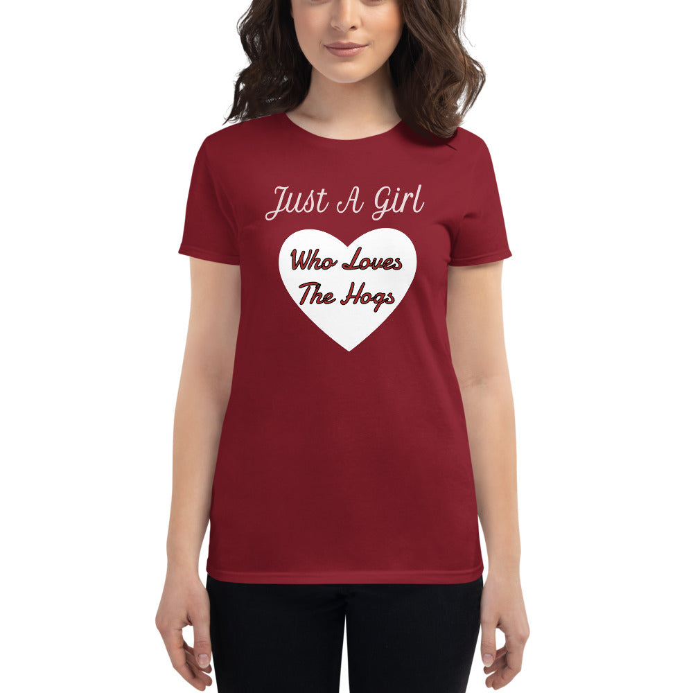 Just a Girl Who Loves the Hogs T-Shirt for Arkansas Fans